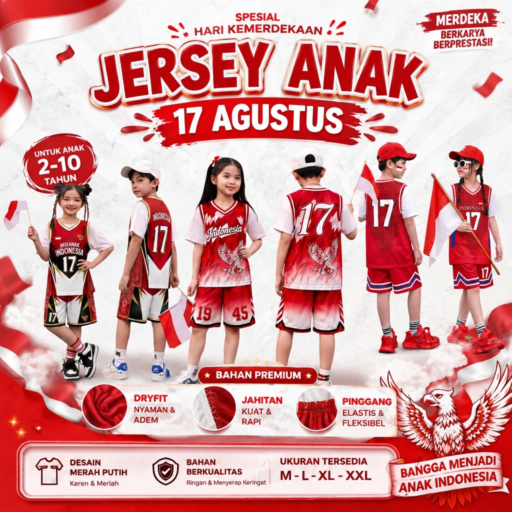 A.S_STORE99 - Setelan Jersey Indonesia 17 Agustus 2026 Terbaru Viral | Setelan Jersey  Anak Perempua