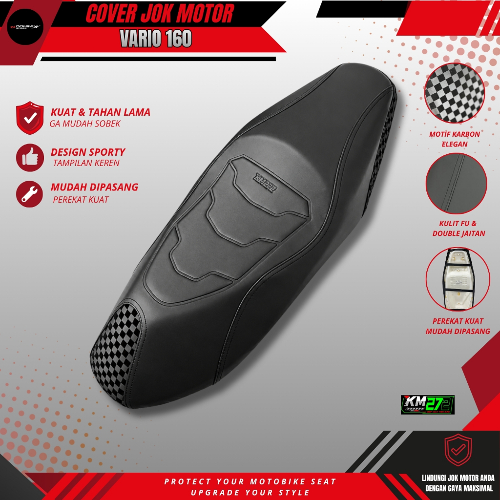 KM272 Sarung Jok Motor Vario 160 Bahan Tebal Mudah Dipasang | Cover Jok Portable Motor Vario 160
