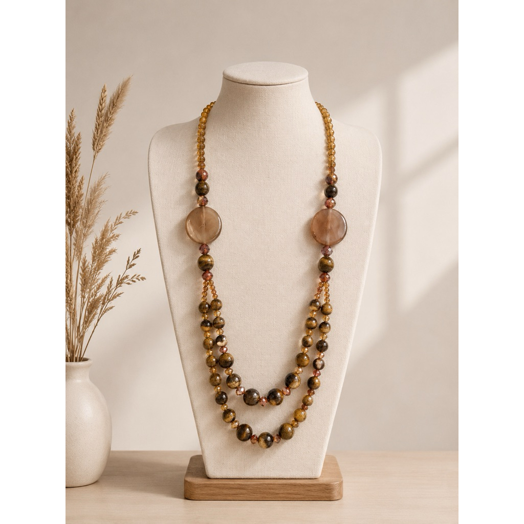 BEST SELLER TIGER EYES/ Kalung Batu Tiger Eyes 2 Layer