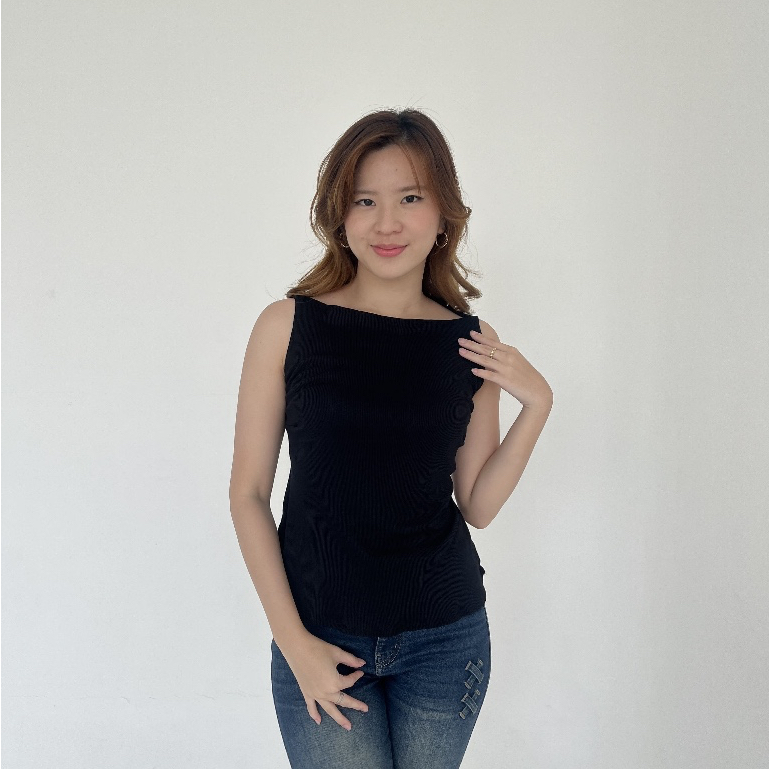 [Lolabae] LUME Atasan Knit Boat Neck Wanita | Blouse Rajut Wanita