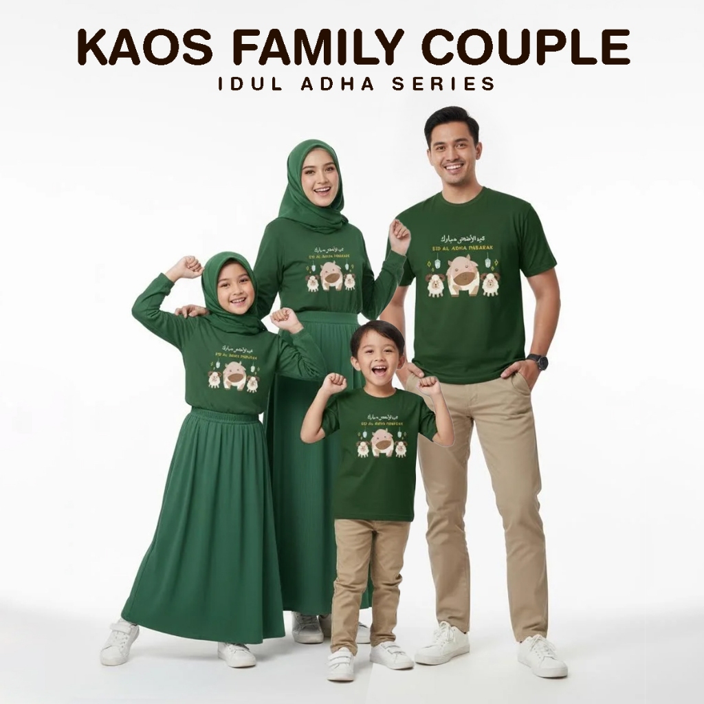 Kaos Keluarga Seragaman Idul Adha Warna Cactus Anak Dewasa