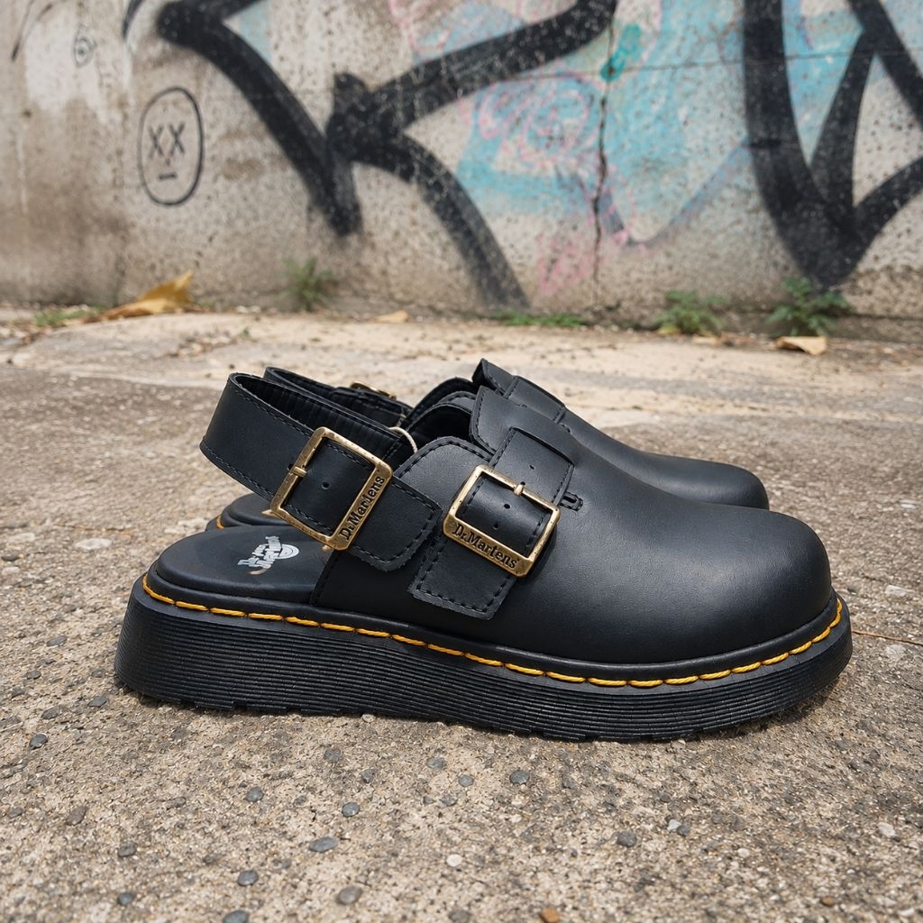 Sandal Sepatu Docmar Jorge ii Slingback Mules Black Crazy Horse Leather