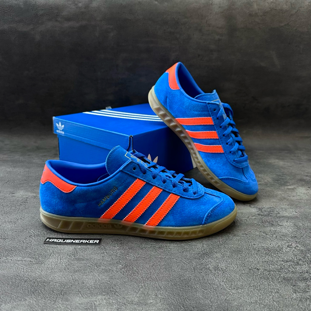 ADIDAS HAMBURG [BLUE BIRD / ORANGE] #IH5471 HAGUSNEAKER GARANSI 100% ORIGINAL