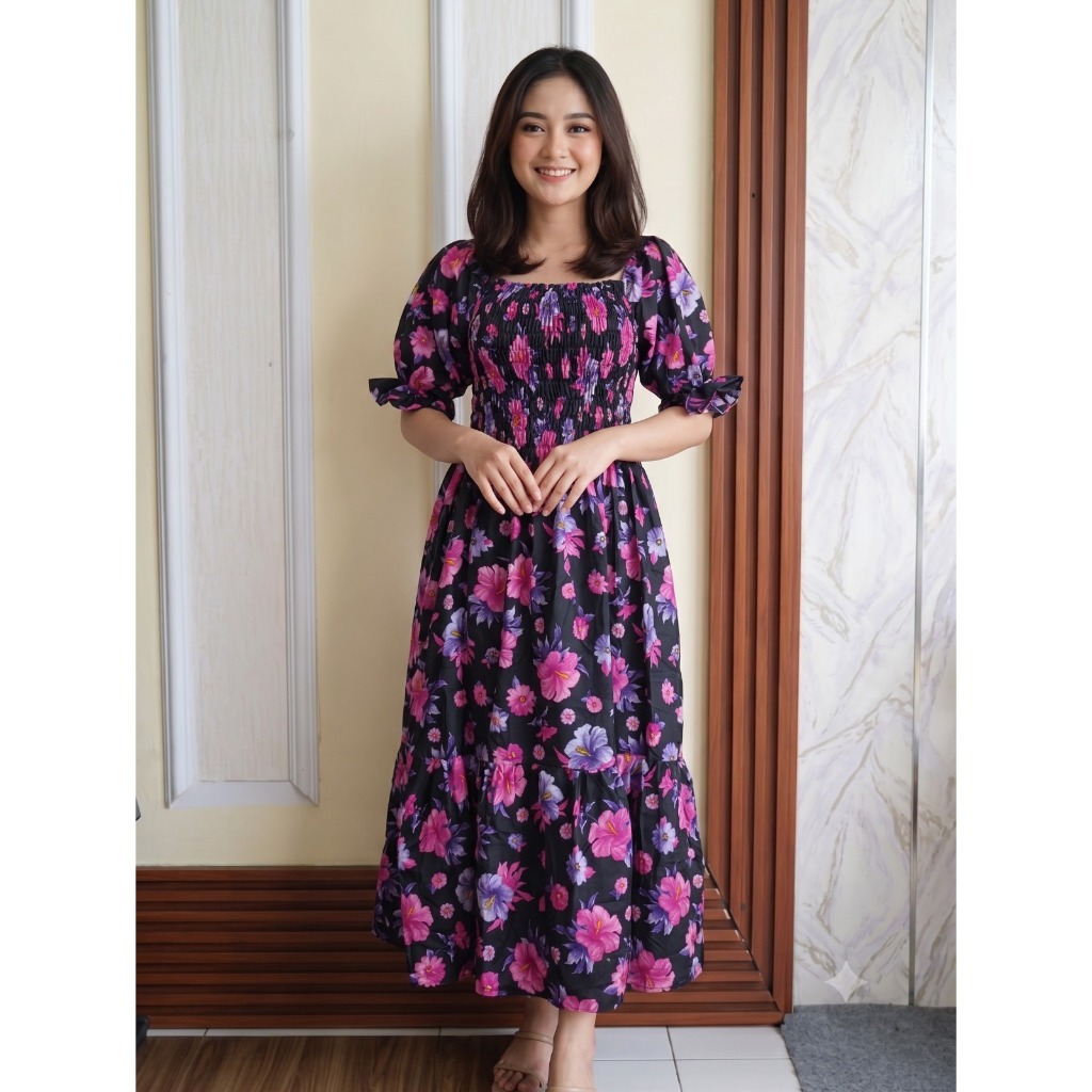 YR-LONG DRESS CANDA DOUBLE RUFFLE