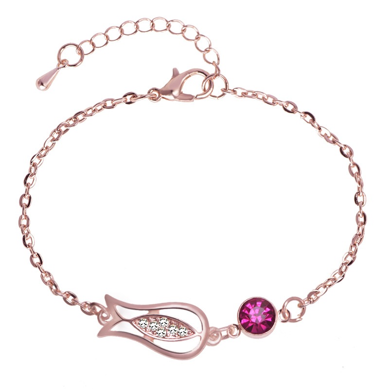 Gelang Bunga Gelang Kristal Warna Emas Berhias Bunga Mawar Gelang Rantai Bunga Mawar