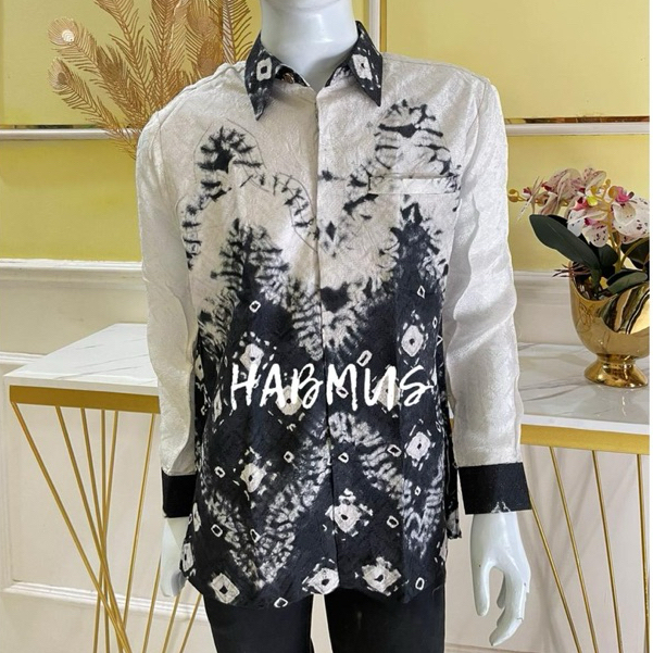 kemeja pria jumputan Palembang asli tenun viscose