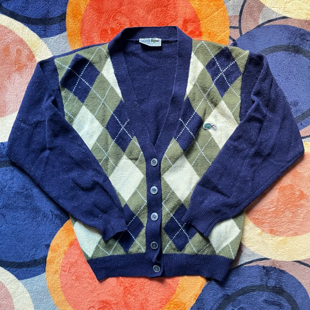 cardigan chemise lacoste argyle rajut