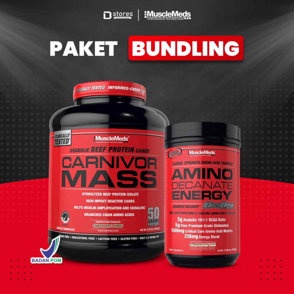 BUNDLING HEMAT | MUSCLEMEDS Carnivor Mass Gainer 6 lbs x Amino Decanate Energy 30 Servings