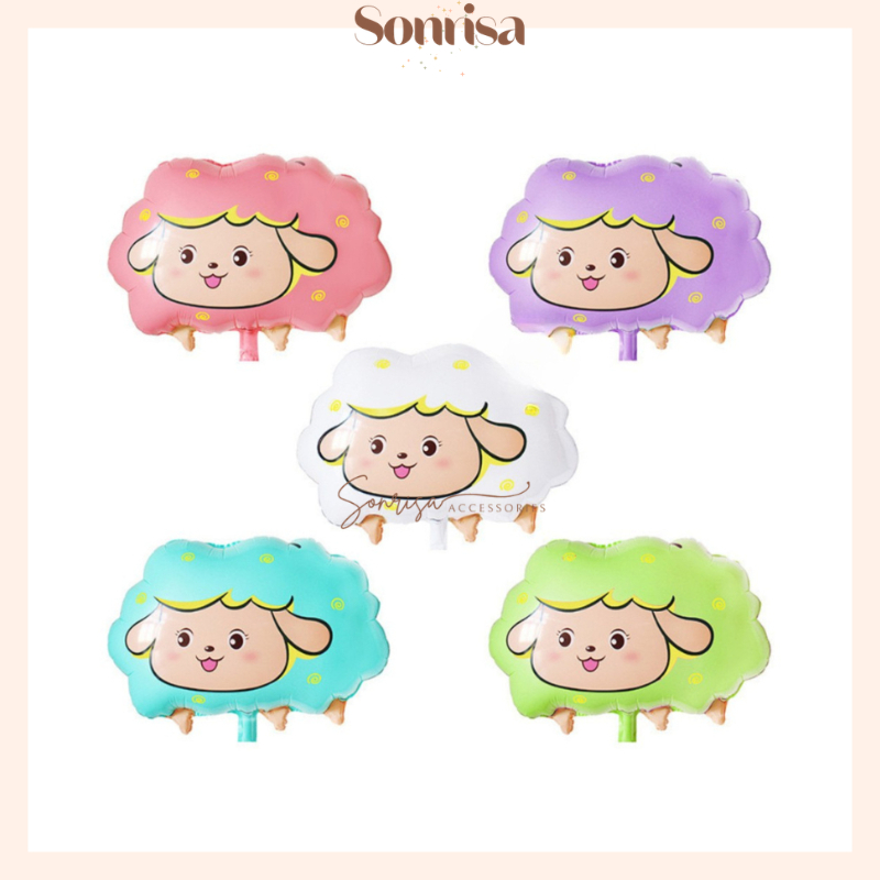 SONRISA - Balon Karakter Domba / Balon Gas Animal / Balon Plastik Hewan