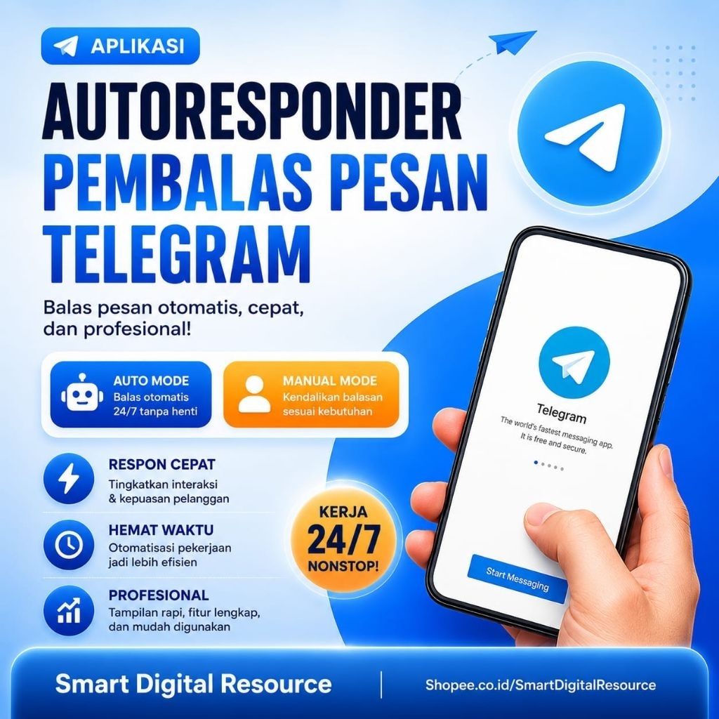 APLIKASI SOFTWARE AUTORESPONDER PEMBALAS PESAN TELEGRAM AUTO AUTOMATIS DIGITAL MARKETING PELUANG USA