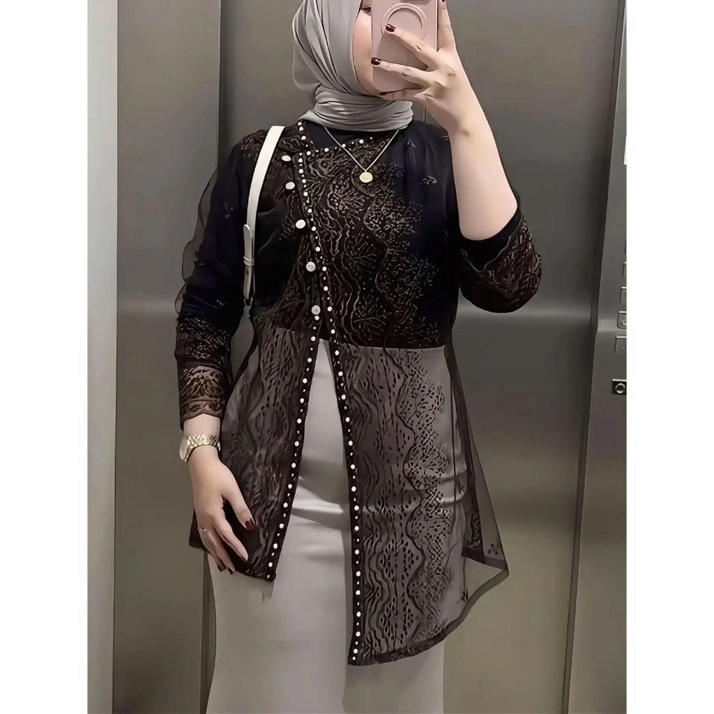 Outer janggan brokat full payet mutiara / Outer brokat janggan terbaru