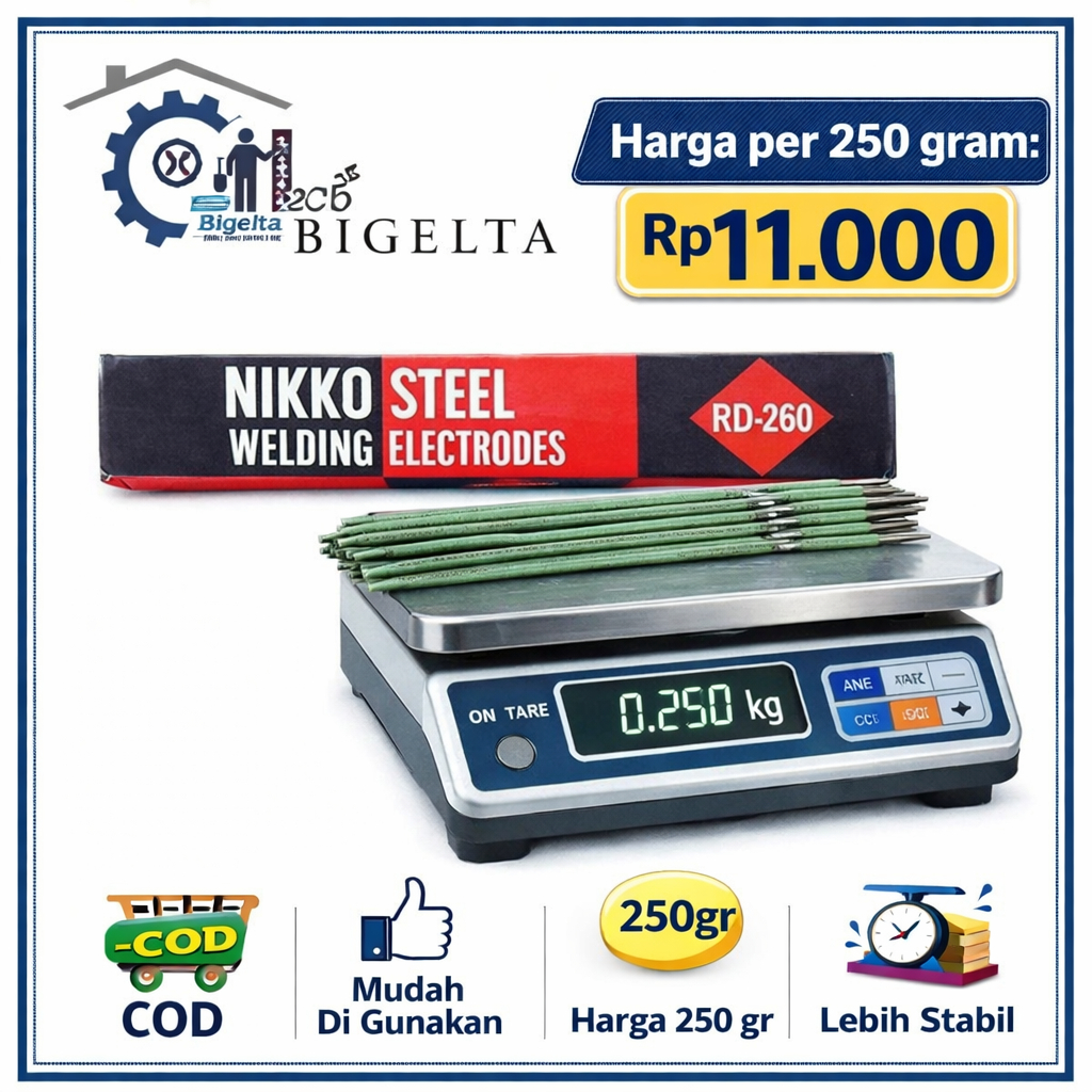 (COD) kawat las listrik NIKKO RD 260 1/4 kg 2.6 MM / Kawat las listrik