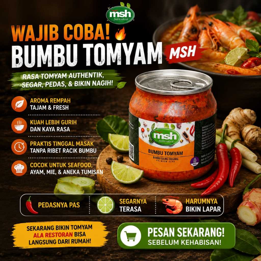 Bumbu Tomyam Halal 190 gr , Bumbu Tomyam Segar & Nikmat , Bumbu Tomyam NON MSG