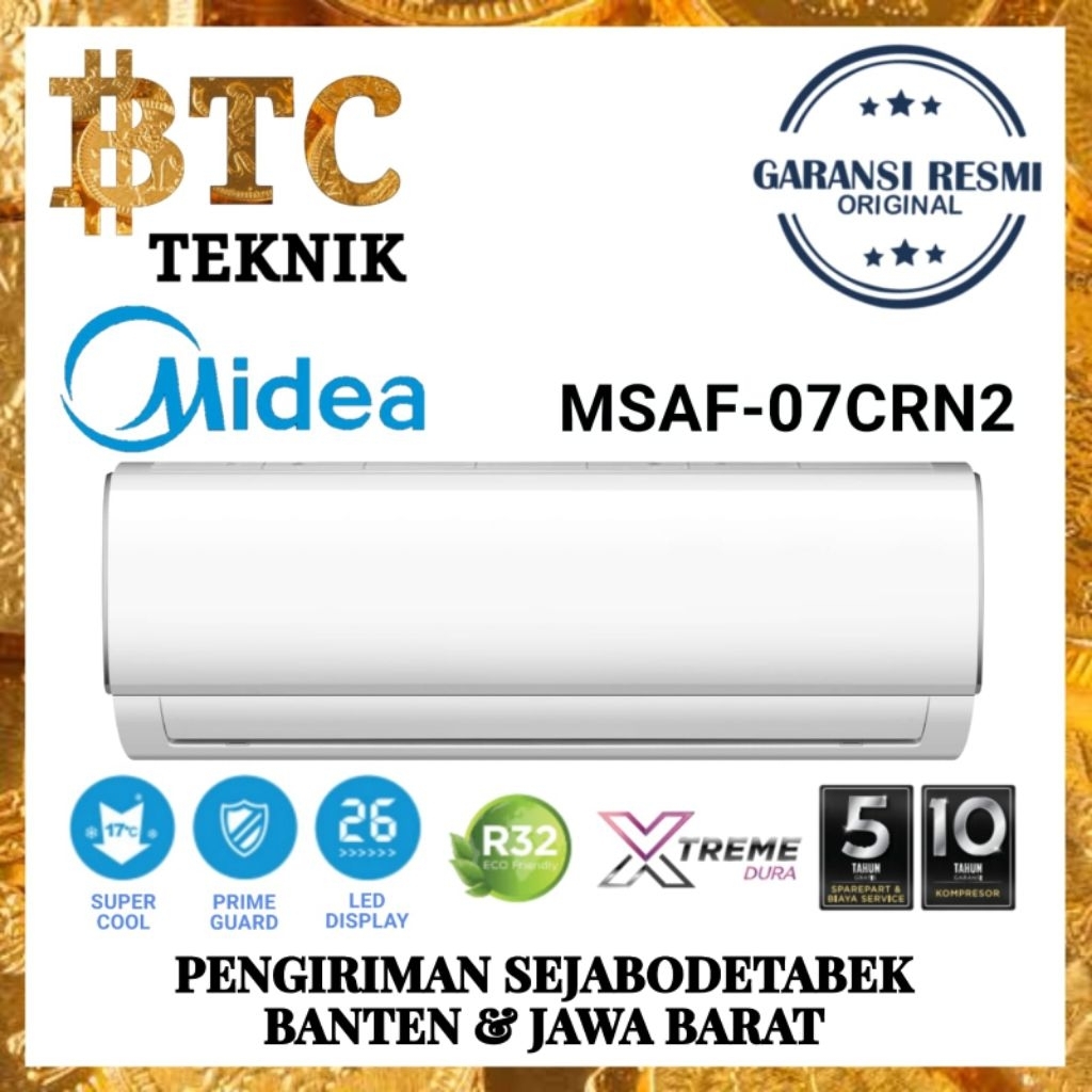 AC MIDEA MSAF 07CRN 3/4 PK STANDAR AC MIDEA MSAF 07CRN HARGA UNIT ONLY