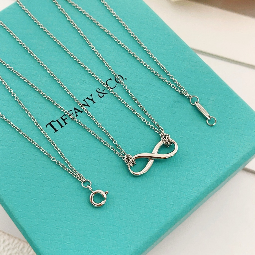 Tiffany Terbaru Perak Ganda Rantai 8 Kata Kalung