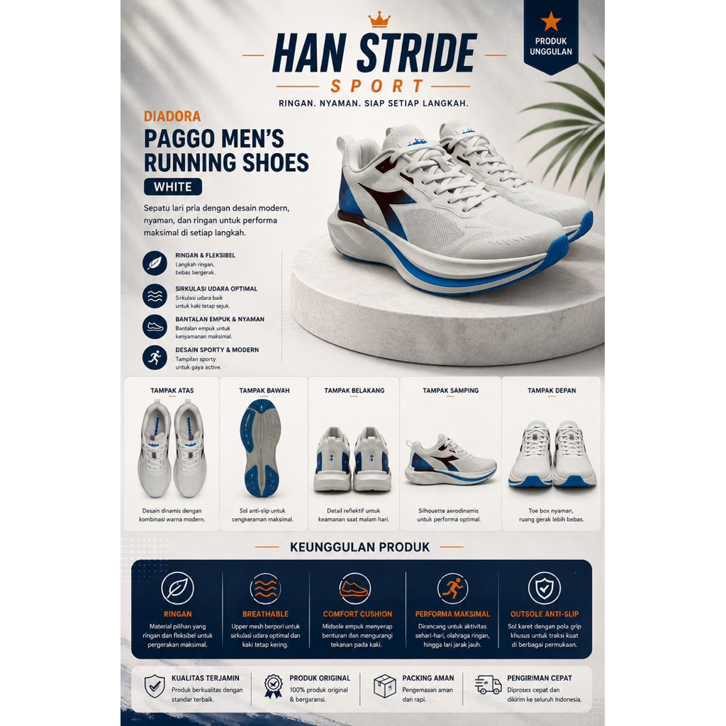 Diadora Paggo Men's Running Shoes - White