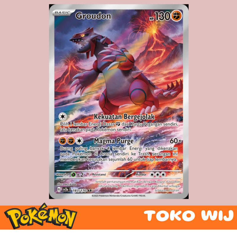 Kartu Pokemon Original Asli - Groudon AR - sv3s #183 - Indonesia