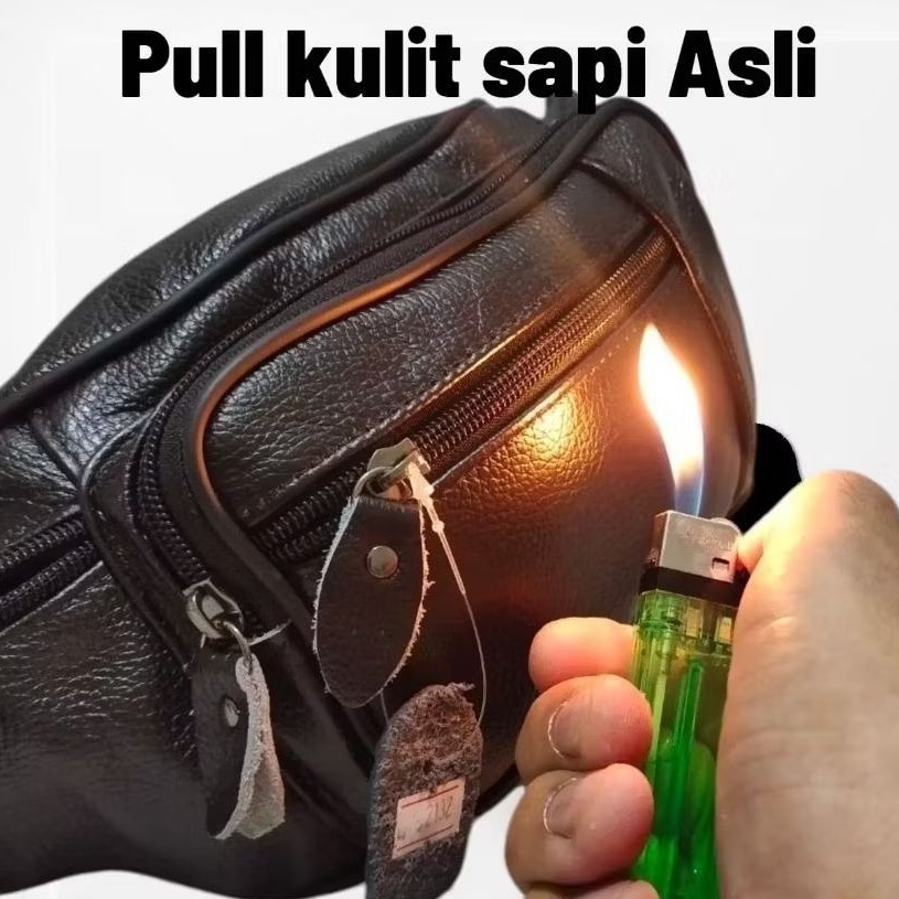 Tas slempang kulit garut Asli/ Tas pinggang kulit/waistbag kulit/100% full kulit sapi Asli