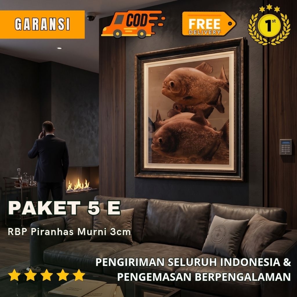 Hiasan Akuarium Murni Piranha RBP 5 pcs