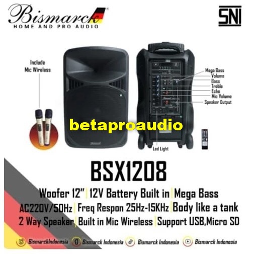 Speaker Portable Bismarck BSX1208 BSX 1208 BLUETOOTH
