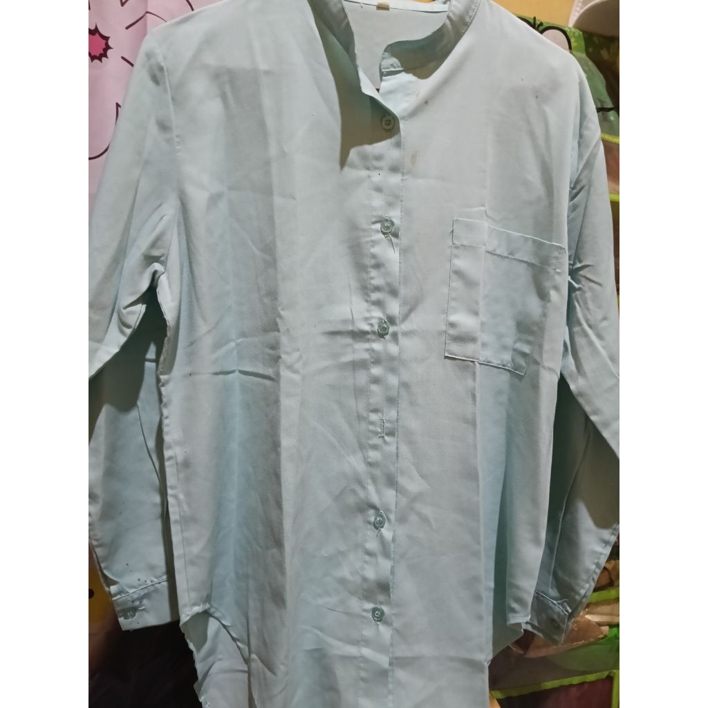 kemeja wanita biru tosca PL