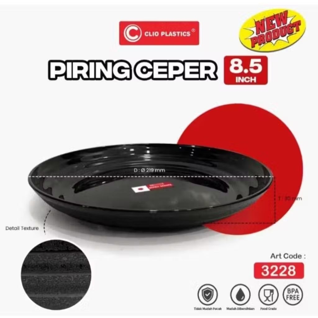 Piring Saji Piring bulat Piring Ceper Clio Plastik 3228