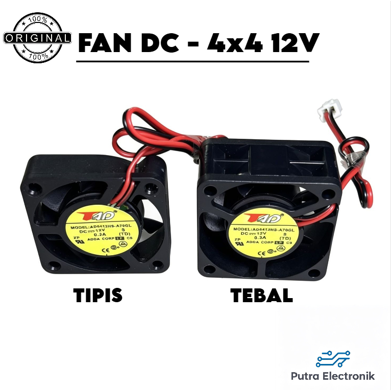 KIPAS FAN DC 12V 4cm 4x4 TEBAL / TIPIS 12 V TAD KIPAS PENDINGIN KUALITAS BAIK