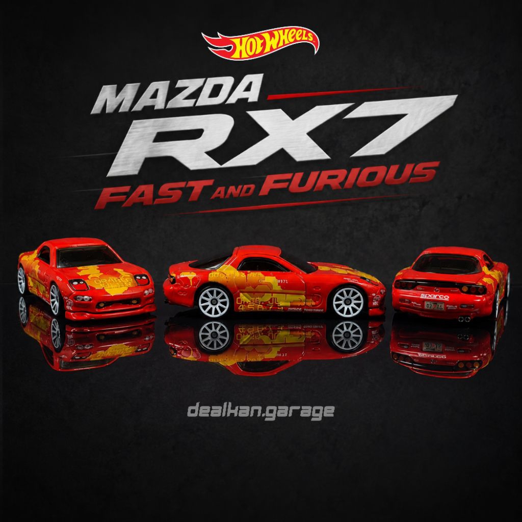 HOT WHEELS CUSTOM MAZDA RX7 DECAL LIVERY MAZDA RX7 ORANGE JULIUS FAST AND FURIOUS