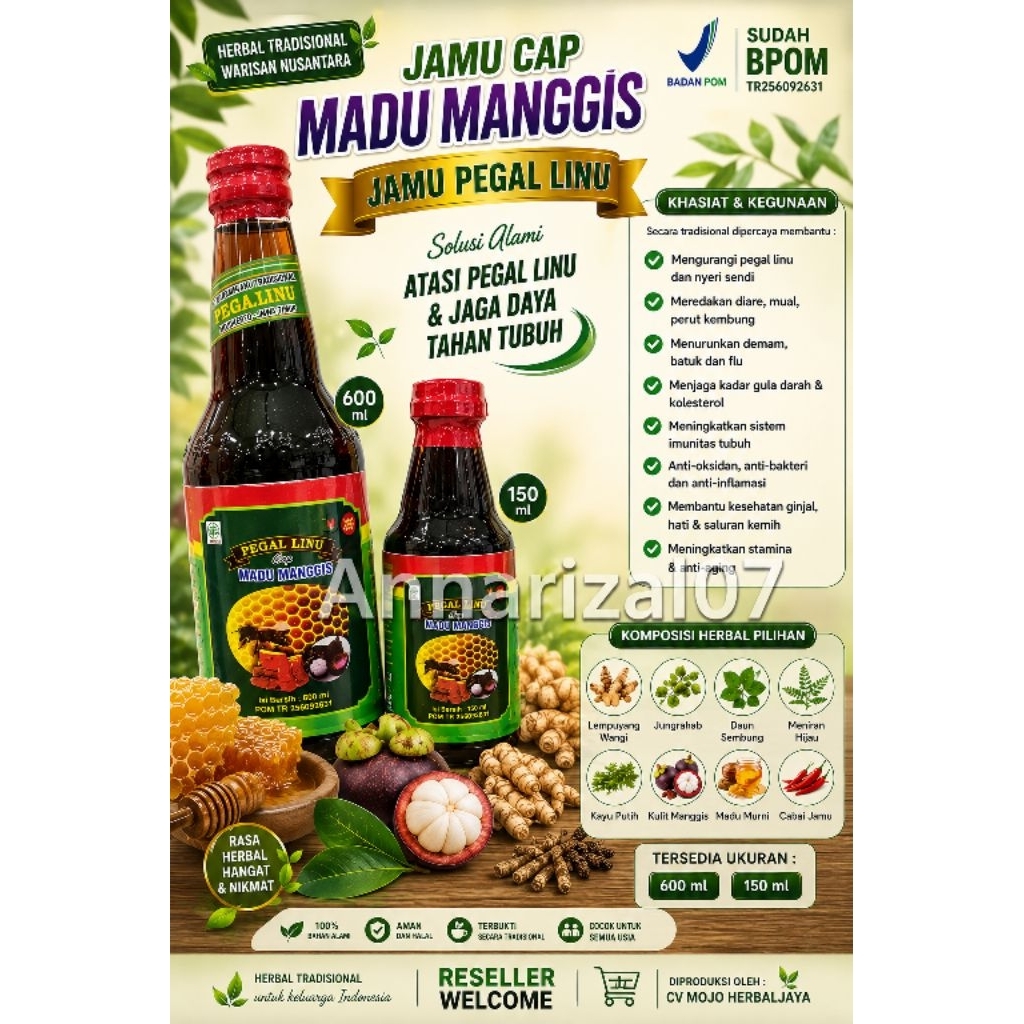Jamu Pegal Linu Cap Madu Manggis 600 ml BPOM