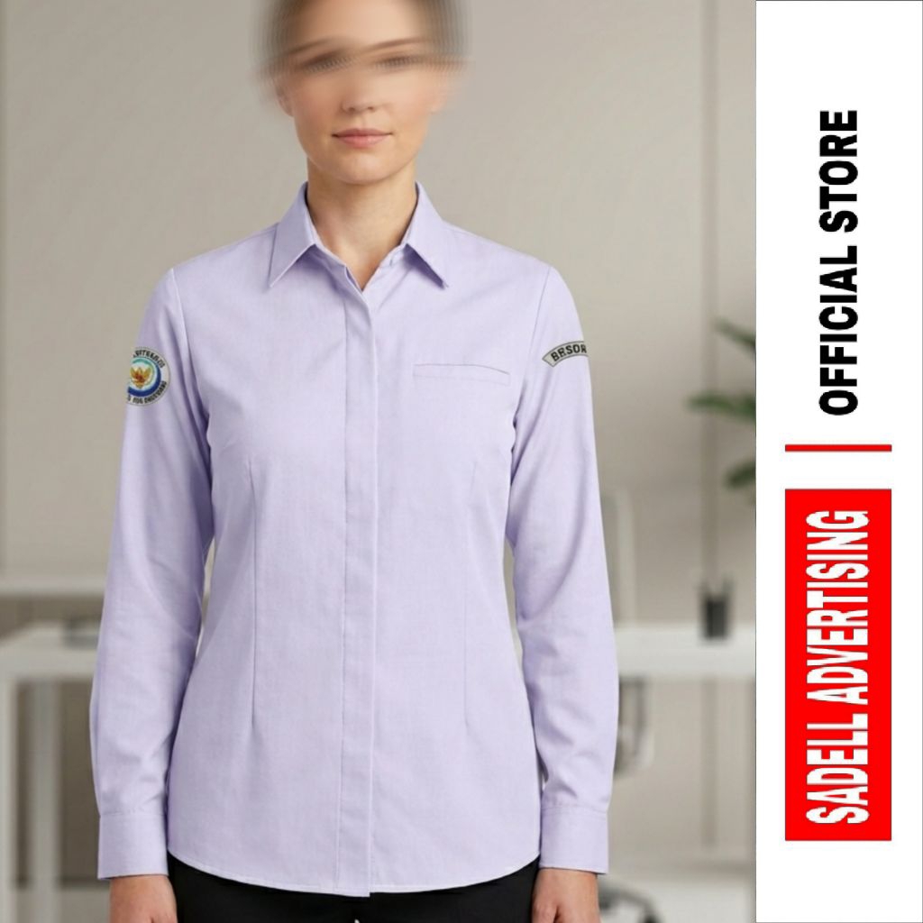 KKP BPPSDM Kemeja KKP RI Seragam KKP RI Baju KKP RI Putih Lengan Panjang Wanita Bordir