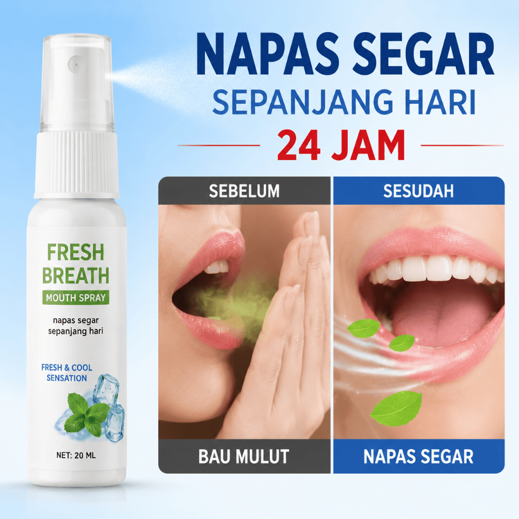 COD Spray Parfum Mulut 20ml Penghilang Bau Mulut Kuat Untuk Bau Rokok Kopi Makanan Pedas Halal