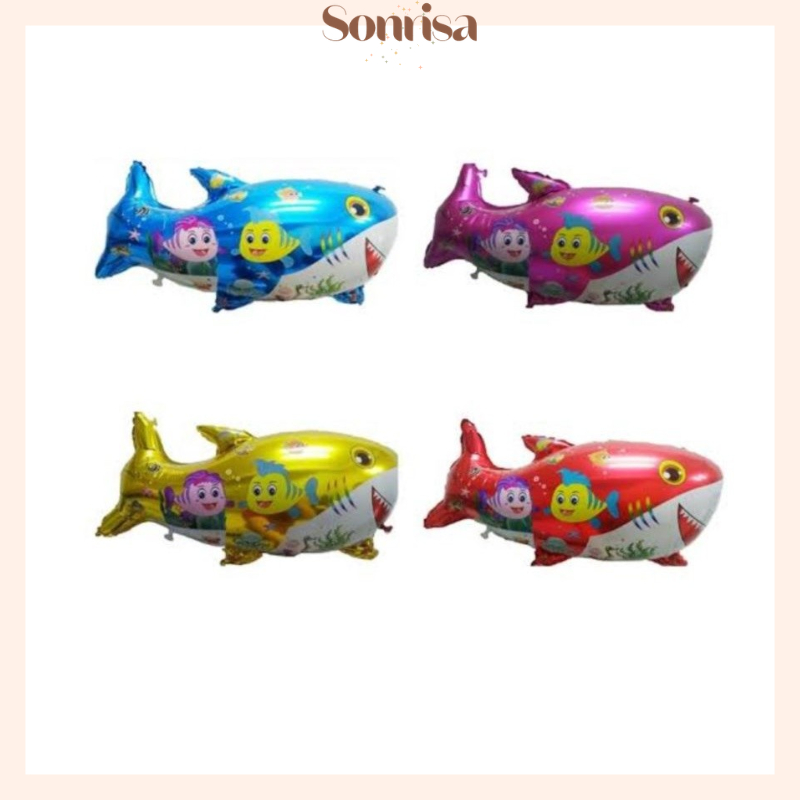 SONRISAA - BALON FOIL IKAN HIU MOTIF IKAN / BALON IKAN HIU MOTIF IKAN / BALON KARAKTER IKAN HIU MOTI