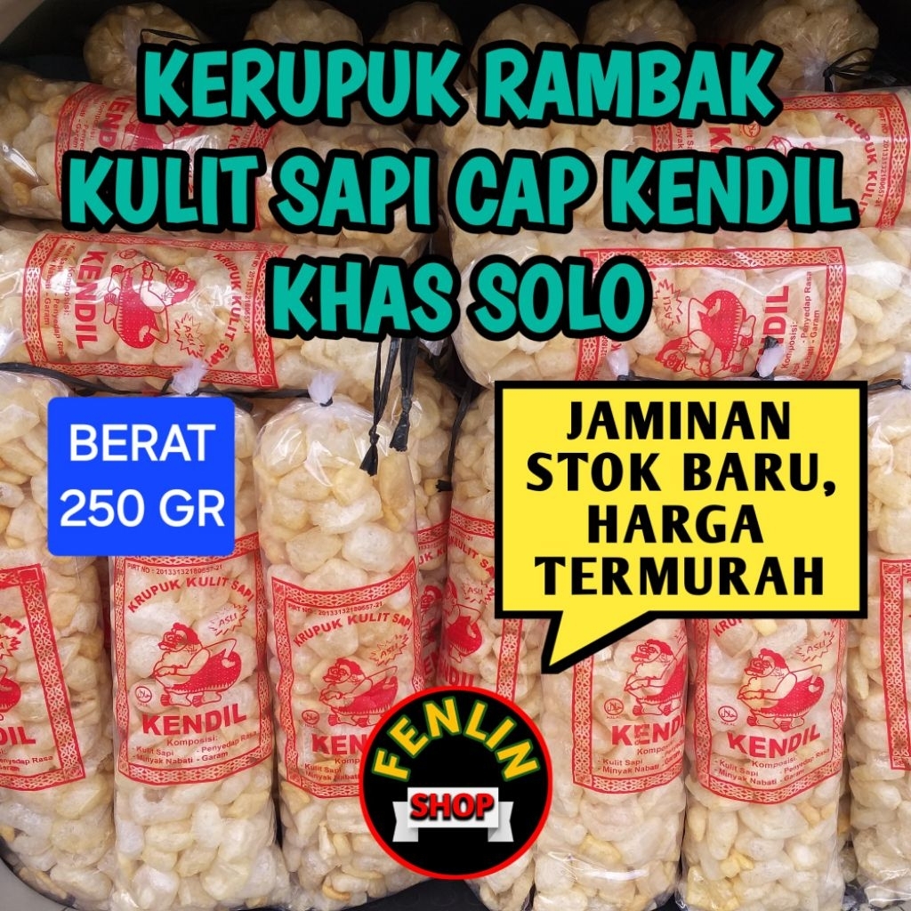 KERUPUK RAMBAK KULIT SAPI CAP KENDIL KHAS SOLO JUMBO 250 GR