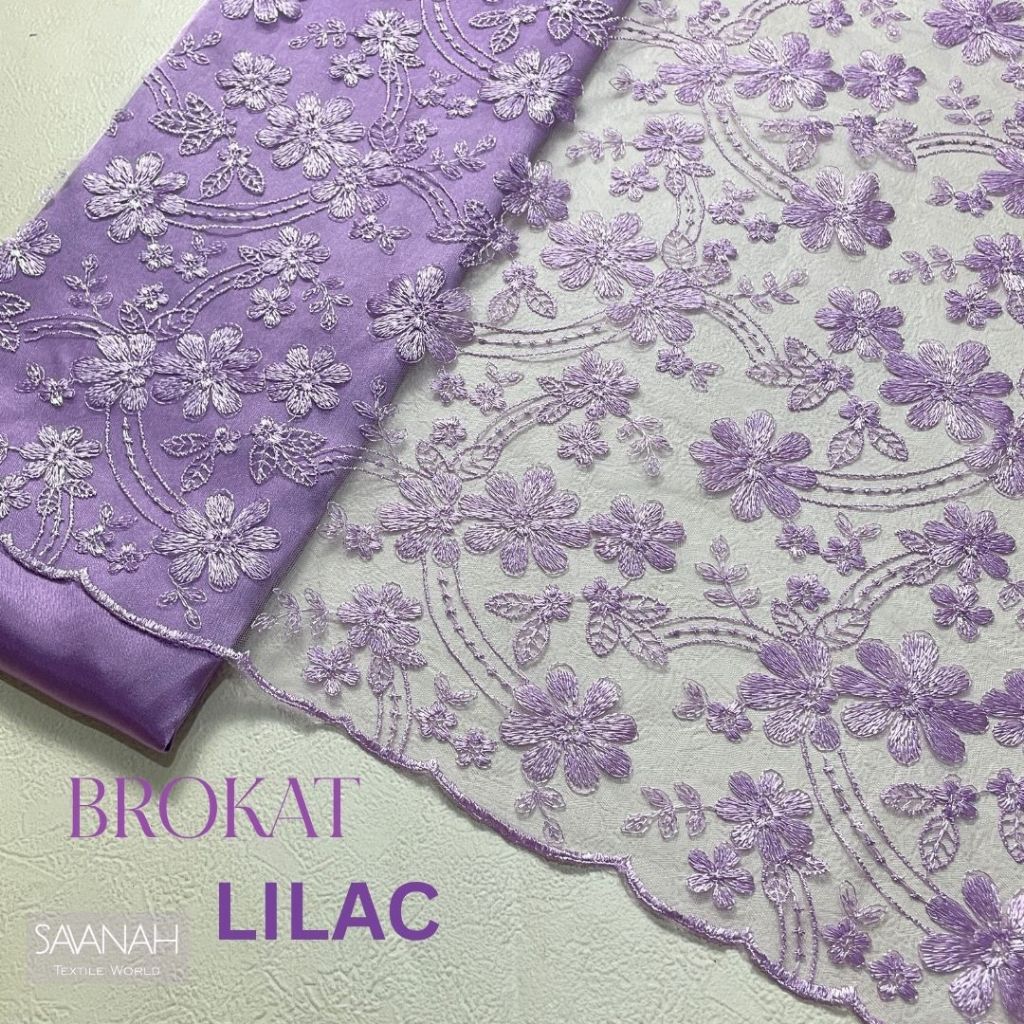 0.5 meter Kain Tile Brokat / Bahan Kebaya / Dress / Outer warna Lilac