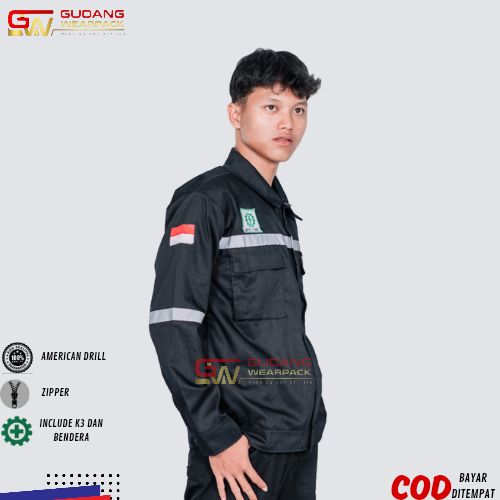 Wearpack Atasan Lengan Panjang Baju Kerja Warna Hitam Polos