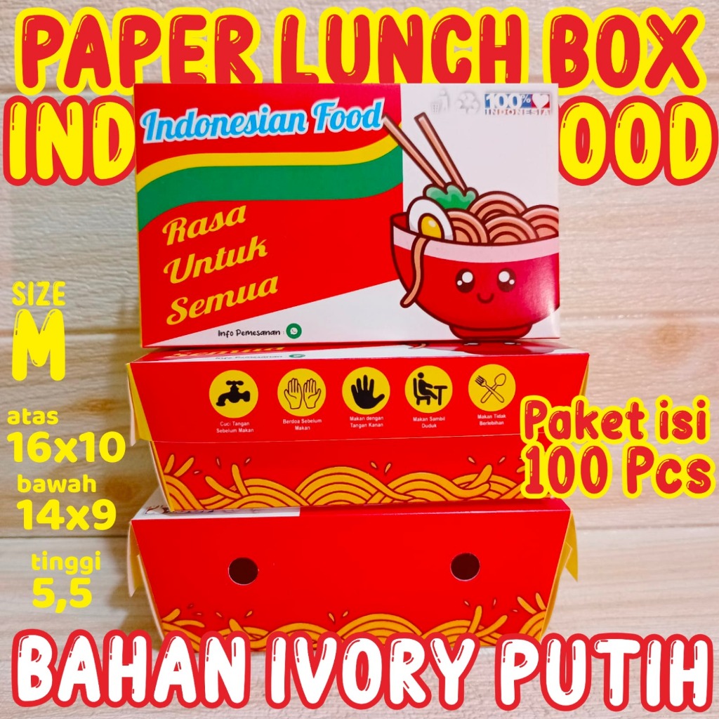 paper Lunch Box Mie Size M box Nasi Bekal- isi 100pcs