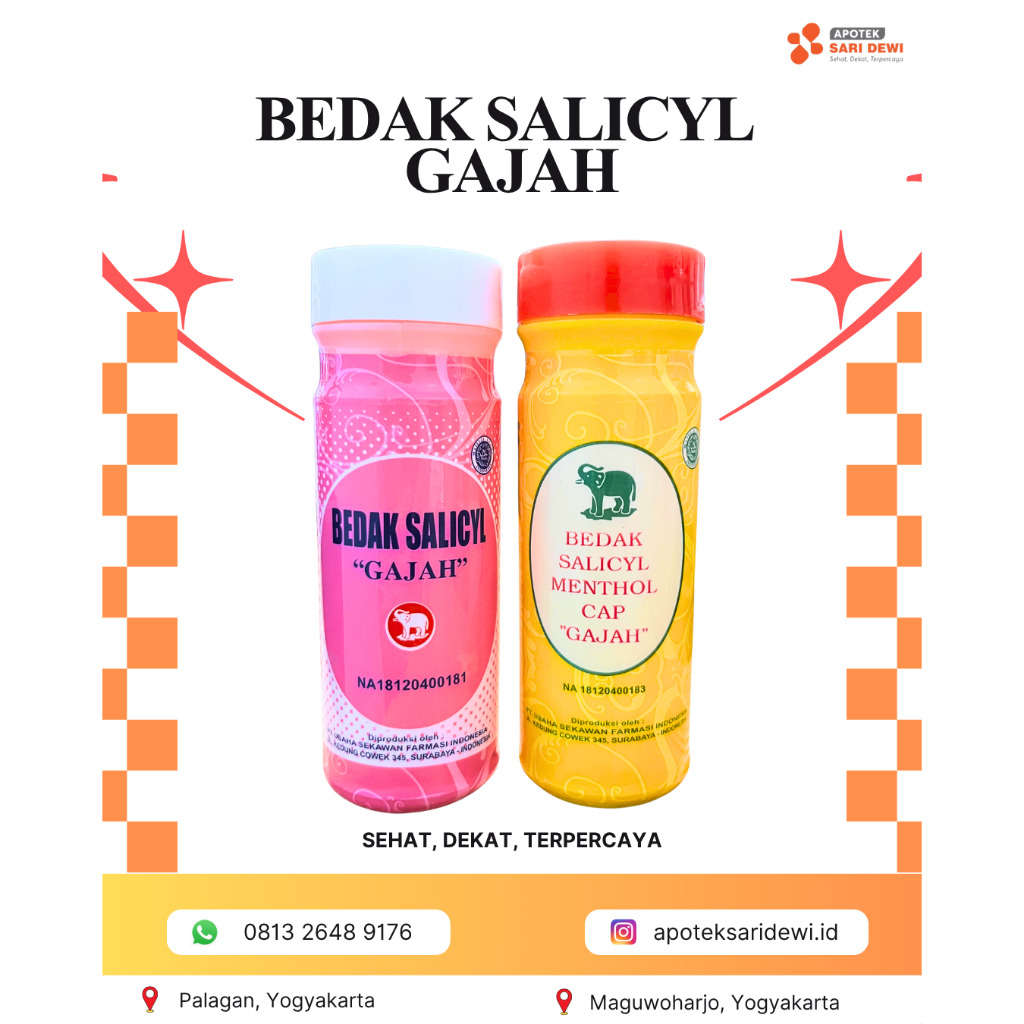 [ORIGINAL] Bedak Talk Salicyl Gajah Original dan Menthol - Bedak Tabur Ampuh Atasi Gatal & Biang Ker