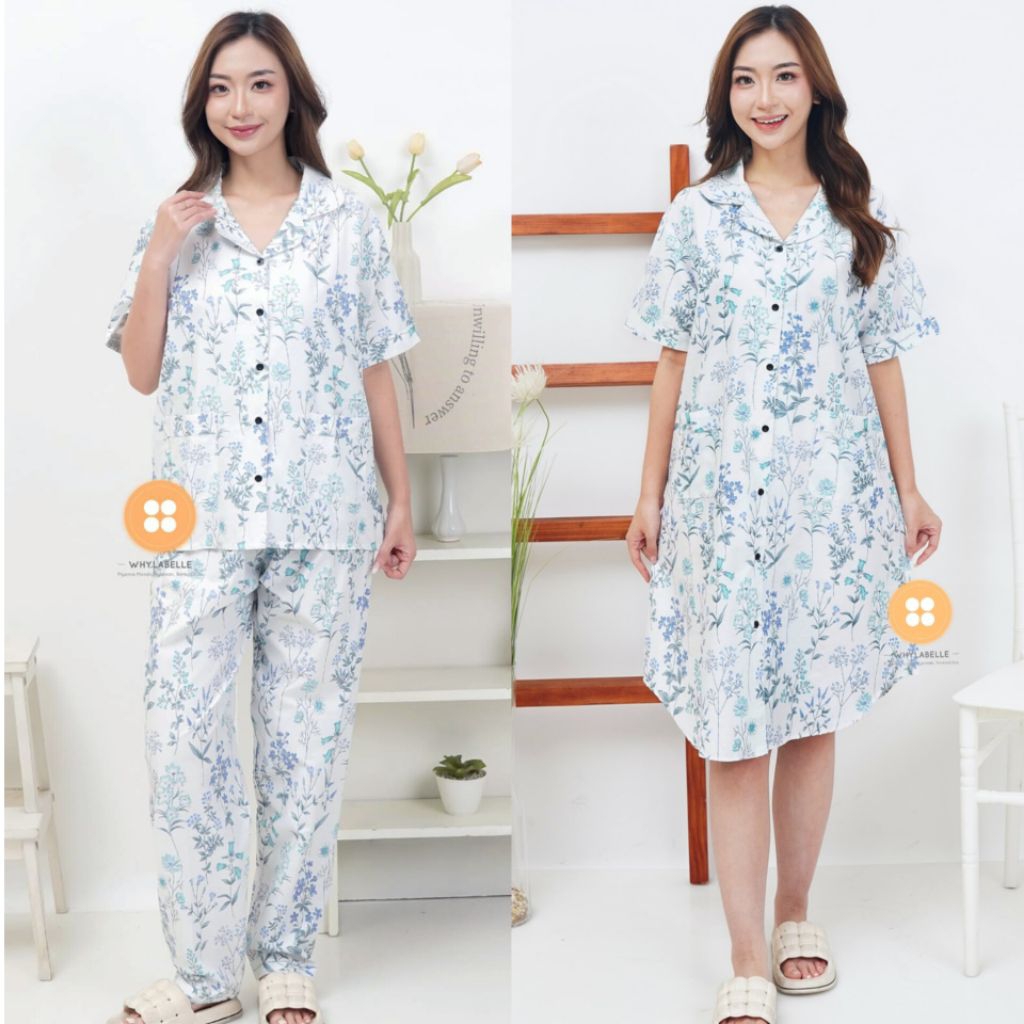 WHY.LABELLE baju tidur piyama katun Jepang Murni motif AGNES