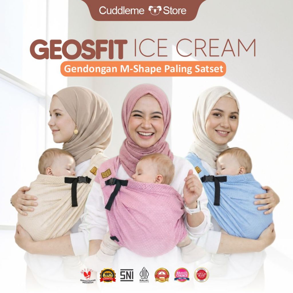 Terlarisss Geos Gendongan Bayi CuddleMe Geosfit Ice Cream Series Gendongan SSC Ergonomis, Anti