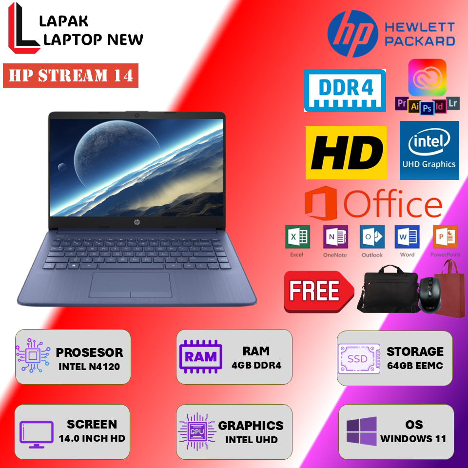 Laptop Kerja Murah Hp 14 Intel N200 Ram 8GB Ssd 640GB Windows 11 Original Terbaru
