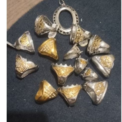 Ring/Emban/ikat Cincin Batu Akik Titanium Borongan 15pch