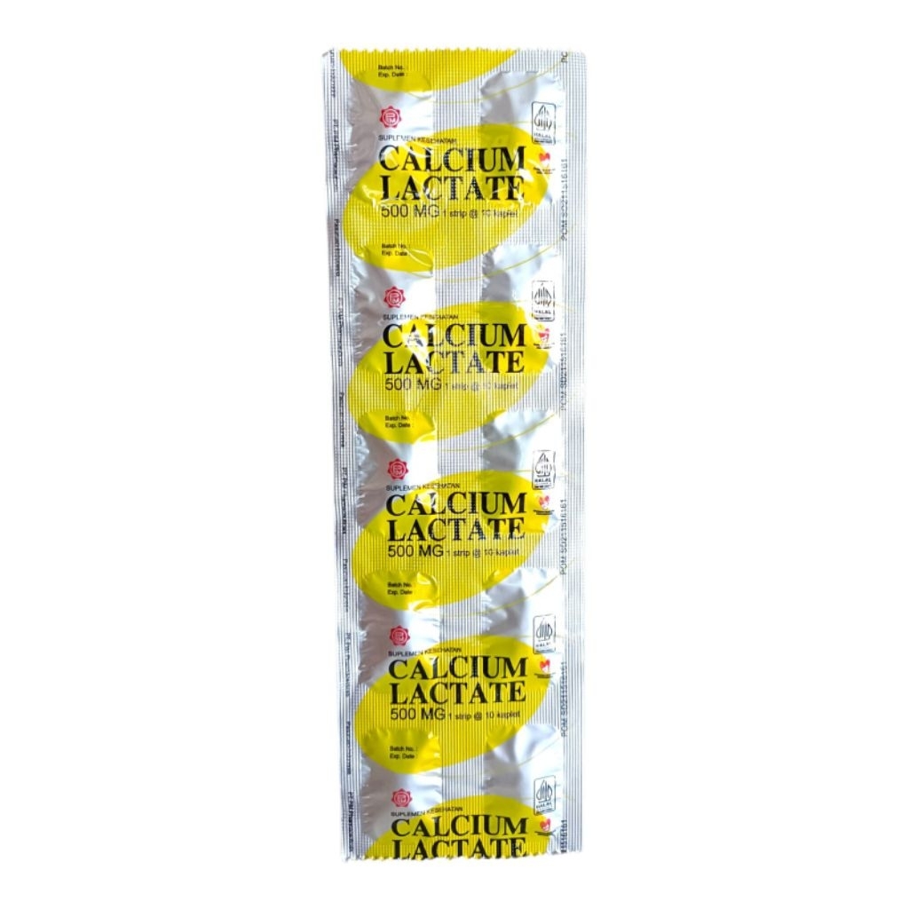 Calcium Lactate 500 mg –(1 Strip @ 10 Kaplet) Untuk Ibu Hamil dan Menyusui [Ym]