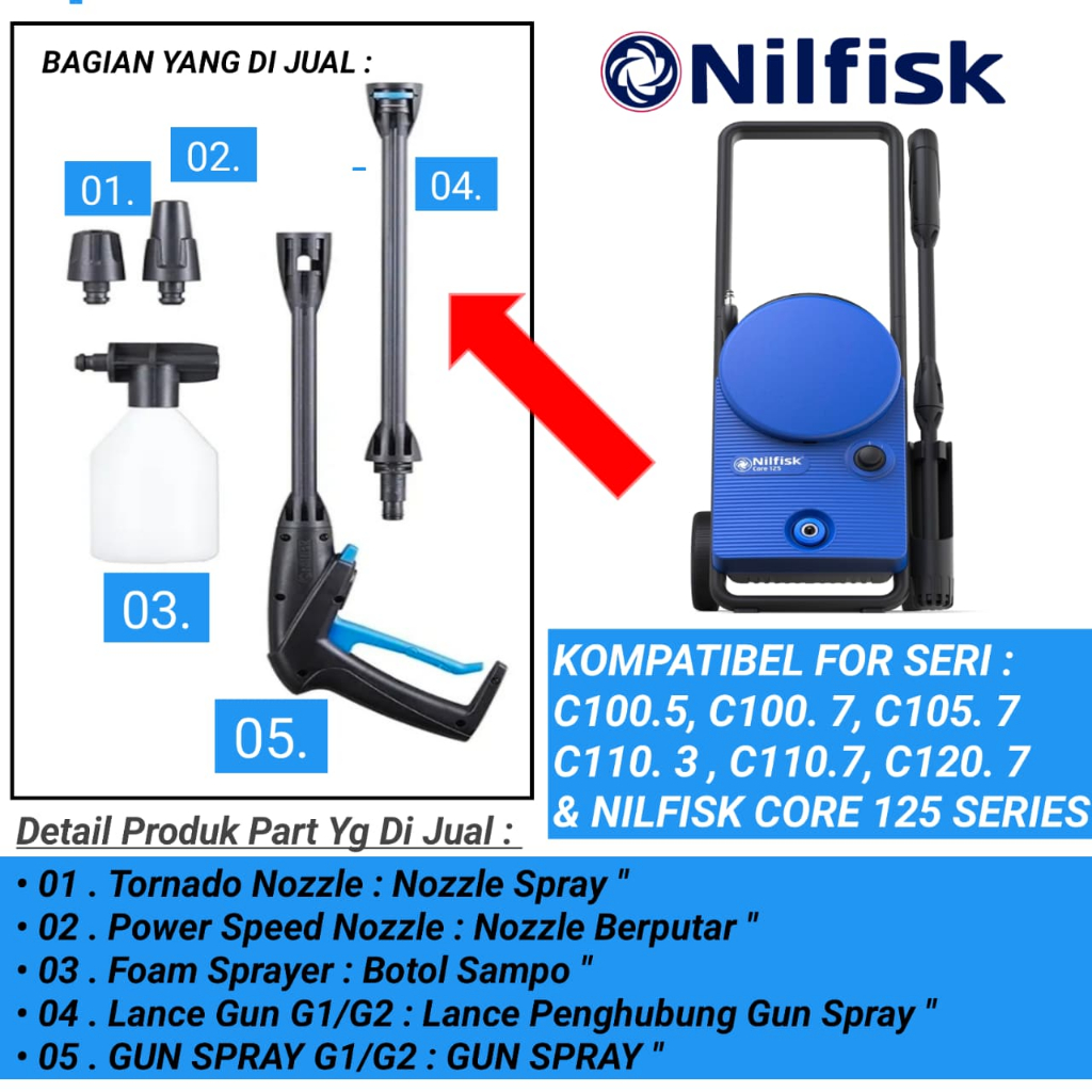 Gun Spray Nilfisk for c100.7 ,c105.7,c110.7,c120.7  SERIES - ORIGINAL NILFISK