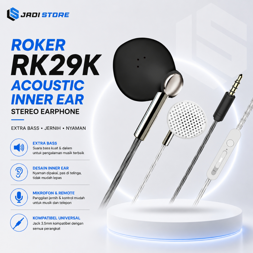 Headset Roker RK29K Acoustic Inner Ear Stereo Akustik Earphone Roker Handsfree Savage Headset Roker 