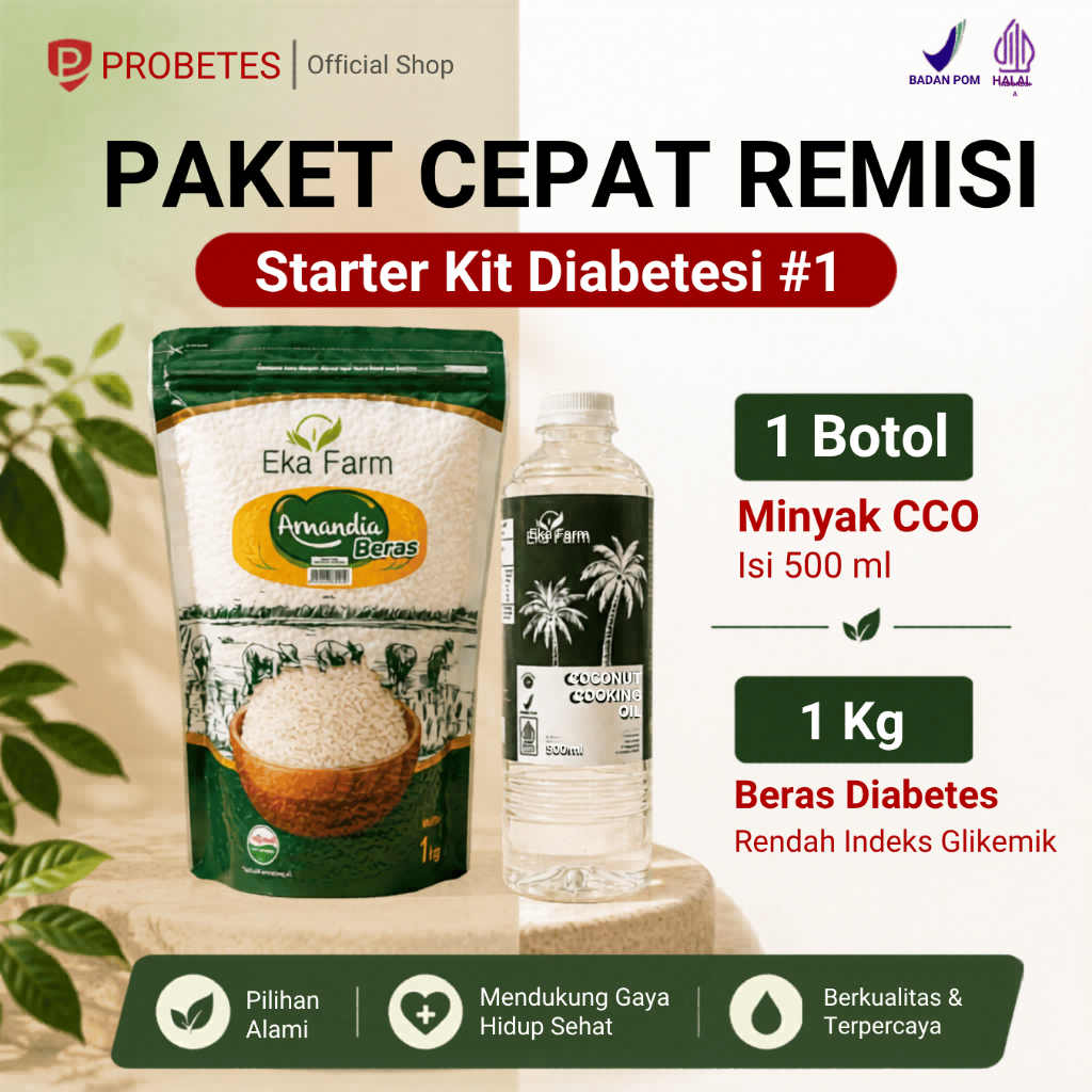 Paket Cepat Remisi - 1 Kg Beras Diabetes+1 Botol Minyak CCO - Starter Kit Diabetesi Untuk Percepatan