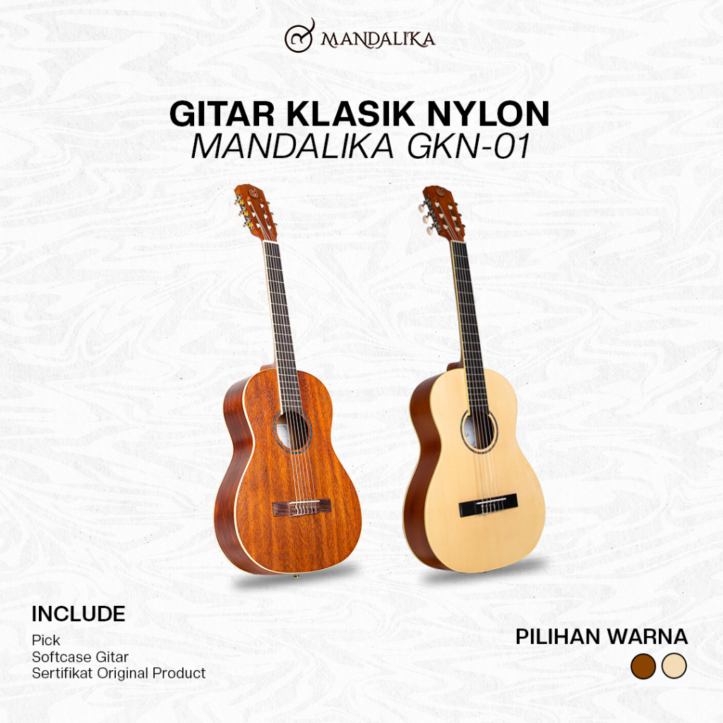 Gitar Klasik 3/4 Mandalika Senar Nilon Original Bonus Tas