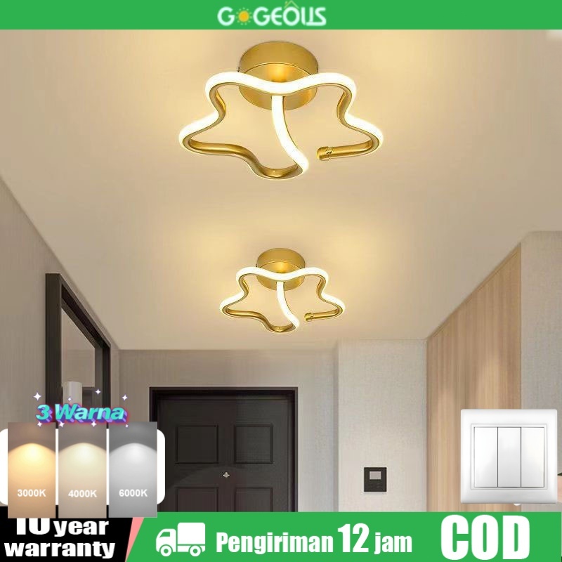 GOGEOUS Lampu Plafon LED Minimalis Modern 3 Warna Untuk Ruang Tamu Kamar Balkon Koridor Ceiling Lamp