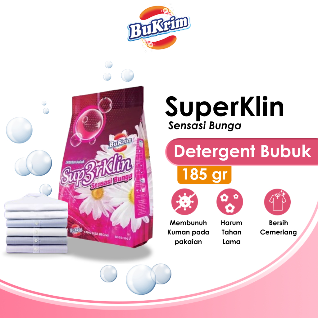 Sabun Detergent Bubuk BuKrim Superklin Sensasi Bunga 185gr