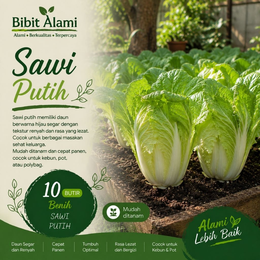 Benih Sawi Putih 10 Butir | Bibit Sawi Putih | Benih Petsai | Benih Sawi Cina | Benih Chinese Cabbag