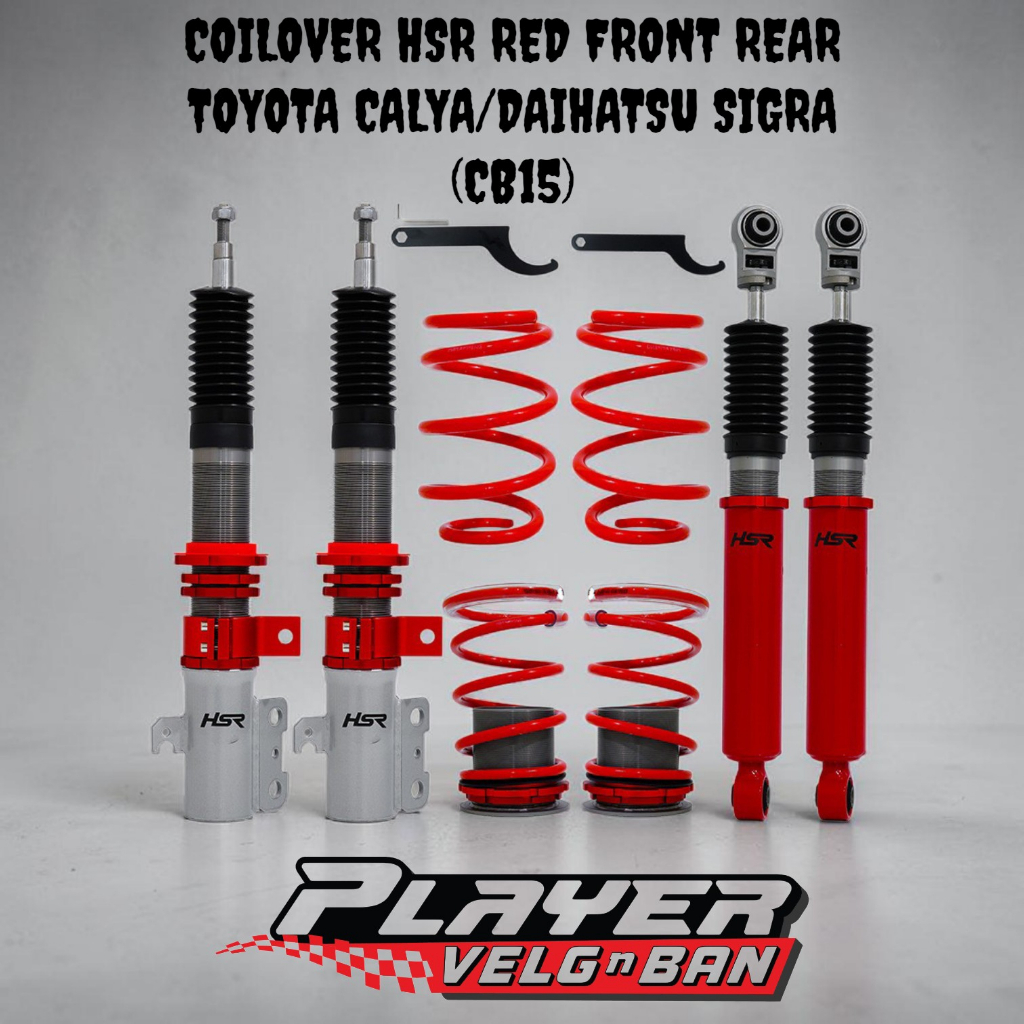 JUAL SHOCK DAN PER 1 SET BISA DIATUR KETINGIANNYA MERK COILOVER HSR RED FRONT REAR TOYOTA CALYA/DAIH